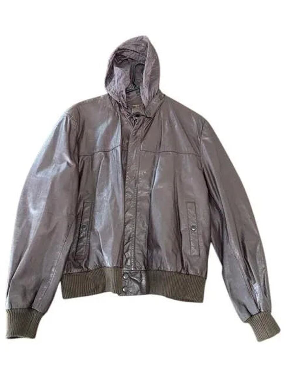 Cooper Genuine Leather Hooded Bomber Jacket Dark Brown
